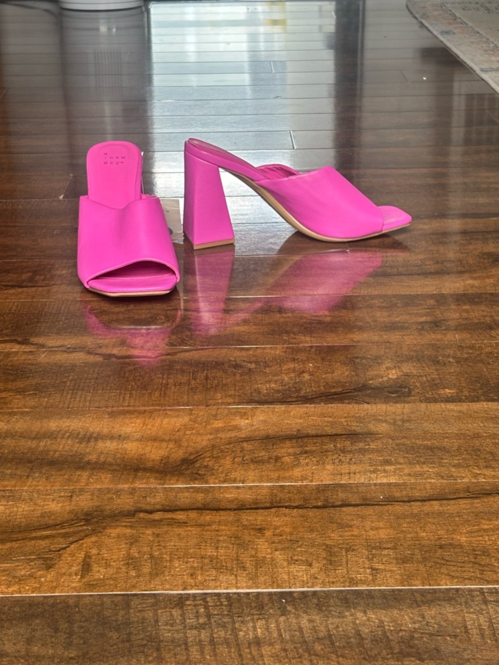 a new day Hot Pink Block Heel Mules